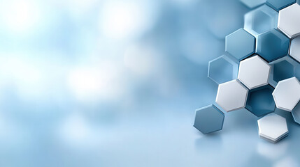 Poster - serene design featuring light blue hexagons arranged in geometric pattern on soft, blurred background, creating calming and modern aesthetic