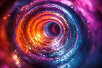 Poster - Colorful swirling tunnel with vibrant hues creating a mesmerizing visual journey through light and depth