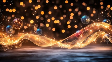 Poster - Mesmerizing Waves of Celestial Light A Captivating Cosmic Dance in the Ethereal Night Sky  Swirling glowing energy flows through the darkness creating a surreal