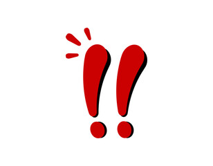 Poster - a vibrant red graphic of an exclamation mark with bold lines and playful design features.