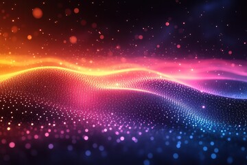 Poster - Colorful waves of light create a mesmerizing abstract landscape in a digital art piece