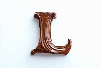 Aufkleber - Letter L designed with flowing cocoa texture isolated on white background