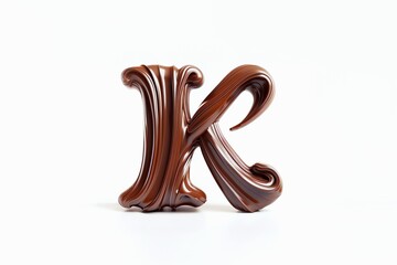Aufkleber - Letter K designed with flowing cocoa texture isolated on white background