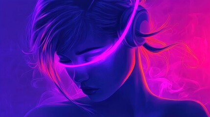Poster - Captivating Digital Art Swirling Neon Waves of Psychedelic Energy and Motion  A mesmerizing transcendent visual experience that blends fluid dynamic elements with vibrant