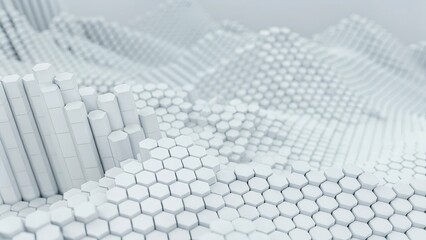 Canvas Print - Photo 3D rendering features an abstract, detailed shape with a minimal futuristic background.
