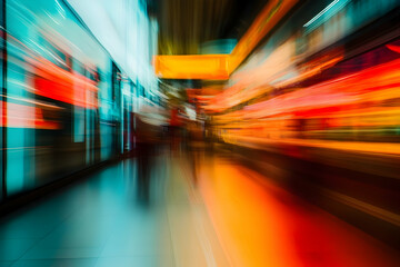 Poster - Abstract Blur of Nightlife City Lights with Dynamic Motion Effect
