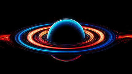 Wall Mural - black ring with blue and red glow