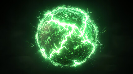 Wall Mural - Magic energy effect ball, crystal orb power icon. Circle light glow sphere. Fantasy lava fireball. Witch lightning electric element. Green fortune abstract bubble with plasma for toxic spell 2d ui set