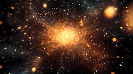 Wall Mural - golden nebula in deep space