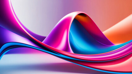 Poster - An abstract artwork featuring a dynamic waving structure, colorful and curving, smooth and glossy, modern and fluid, with a sense of motion and energy