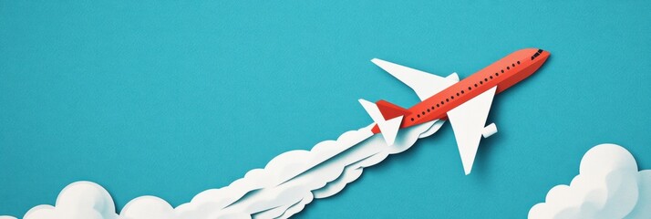 Aufkleber - Leadership concept represented by a bold red airplane soaring through a bright blue sky symbolizing confidence and ambition. Generative AI