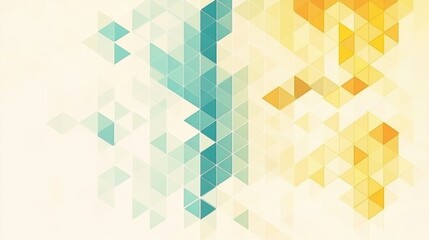 Poster - Abstract geometric pattern featuring blue and yellow triangles on a light background