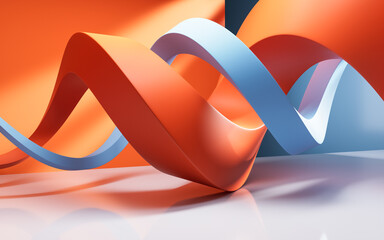 Poster - Abstract flowing curve lines background, 3d rendering.