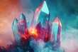 surreal crystal shard glowing teal crimson inclusions pulsing soft light refracting through facets misty void in soft focus dreamlike and intricate brilliance