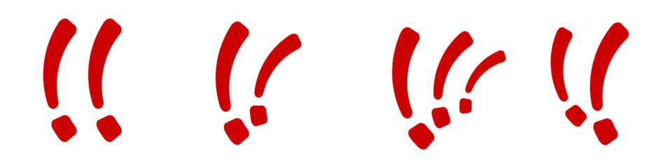 Poster - four red exclamation marks in different styles, expressing surprise and excitement.