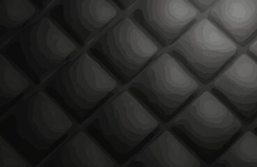 Poster - Black 3D geometric wallpaper. Dark abstract background in modern graphic style. Solid squares shapes pattern, embossed texture. Elegant backdrop for website, poster, banner, flyer design. Monochrome