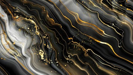 Poster - Swirls of black and gold create a striking visual effect in this stunning abstract composition, showcasing contemporary artistic flair