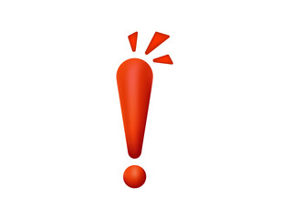 Poster - a bold red exclamation mark with dynamic geometric shapes for emphasis and style.