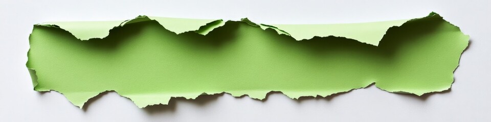 Poster - Torn Green Paper Texture with Ripped Edges on White Background