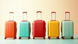 © Sawat - Colorful luggage set neatly arranged against a pastel background