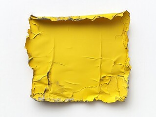 Poster - Crinkled Yellow Paper Texture with Torn Edges on White Background