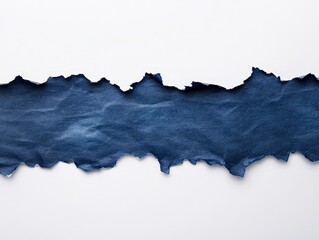 Poster - Textured Dark Blue Torn Paper with Raw Edges on White Background
