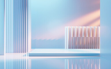 Poster - Empty building structure with creative geometries, 3d rendering.