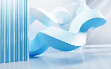 Poster - empty building structure with creative curve geometries, 3d rendering.