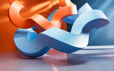 Poster - empty building structure with creative curve geometries, 3d rendering.