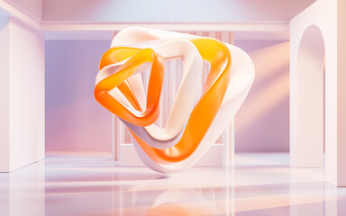 Poster - empty building structure with creative curve geometries, 3d rendering.