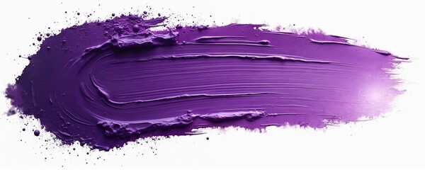 Aufkleber - Isolated purple paint brush stroke photo on white background. Abstract curves, smudges texture. Violet acrylic color design element. Art supply, liquid ink surface sample, artistic decor sample.