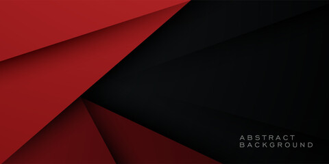 Wall Mural - abstract papercut dark red triangle background. dark black and red overlap pattern. eps10 vector