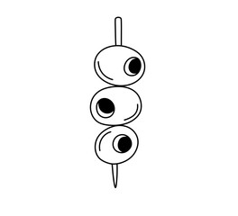 Wall Mural - vector isolated three olives on a skewer colorless black and white contour line easy drawing