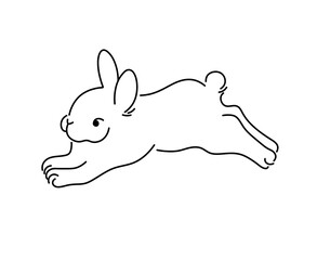 Wall Mural - vector isolated simple minimal jumping rabbit hare colorless black and white contour line easy drawi