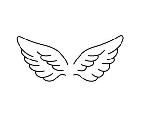 Wall Mural - vector isolated simple minimal angel wings tattoo colorless black and white contour line easy drawin