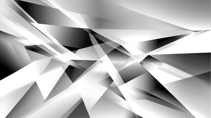 Fototapete - Abstract monochrome geometric design featuring sharp angles and layered shapes in dynamic composition