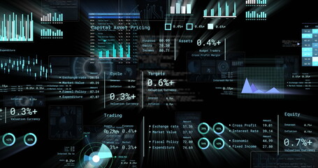 Poster - image of digital data processing over black background