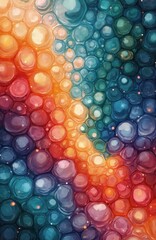 Poster - Hand drawn colorful pearl pattern with gradient effect. Abstract collage contemporary design, artistic vertical template with luxurious precious round shapes. Glamour wallpaper decor with blue, red,