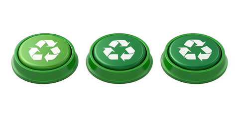 Poster - three green buttons with recycling symbol png image