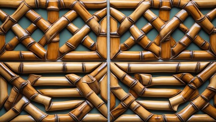 Poster - Bamboo woven tile pattern showcasing intricate design and natural textures for home decor and interior design projects.
