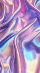 Poster - Shimmering iridescent satin fabric in shades of pink, purple, and blue, abstract close-up. Luxury textile and fashion concept