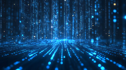 Poster - Dynamic cybertrading data streams virtual environment abstract graphic visuals futuristic concept glowing blue light