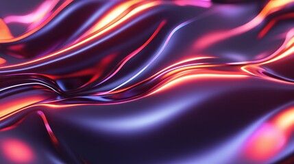 Poster - A shimmering liquid metal texture with glowing neon highlights