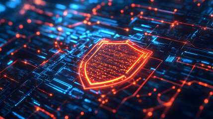 Poster - Futuristic cybersecurity network safeguarding oracle systems digital landscape graphic visualization high-tech environment