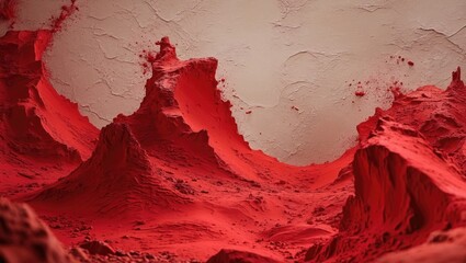 Aufkleber - vibrant red abstract landscape with textured peaks and subtle background for artistic and modern des