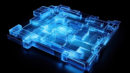 Poster - Glowing Circuit Board Design, Abstract Technology
