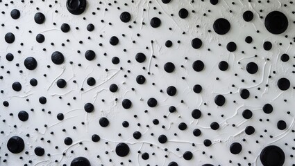 Poster - Textured white background with black decorative dots creating a modern artistic design suitable for backgrounds or wallpapers in various projects.