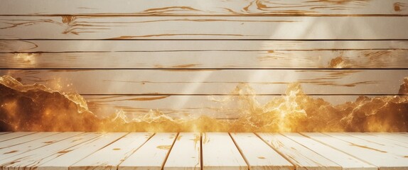 Poster - Warm vintage wooden plank texture with glowing background for rustic or cozy themed designs and presentations. Perfect for photography backdrops.