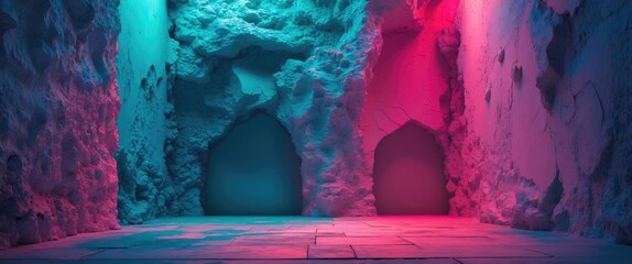 Poster - Colorful textured wall background with arches for creative design projects and visual presentations