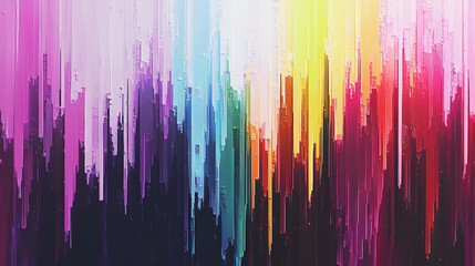 Poster - Abstract colorful glitch art vertical stripes digital painting style image lines vivid design modern